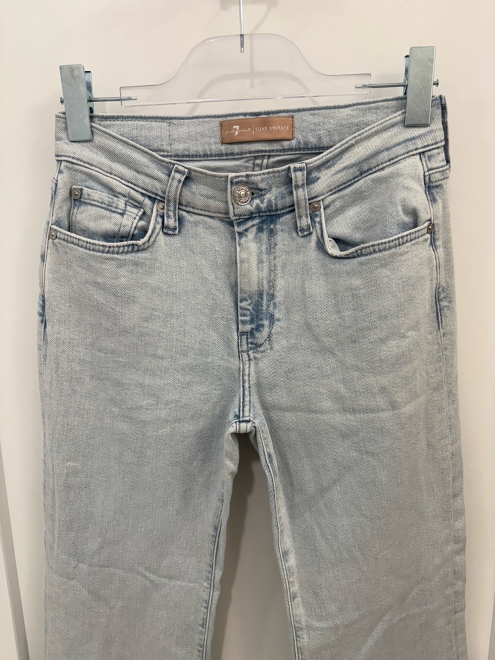7 For All Mankind Luxe Vintage Tailorless Dojo High Rise Flare Jeans Size 27 - Picture 3 of 10
